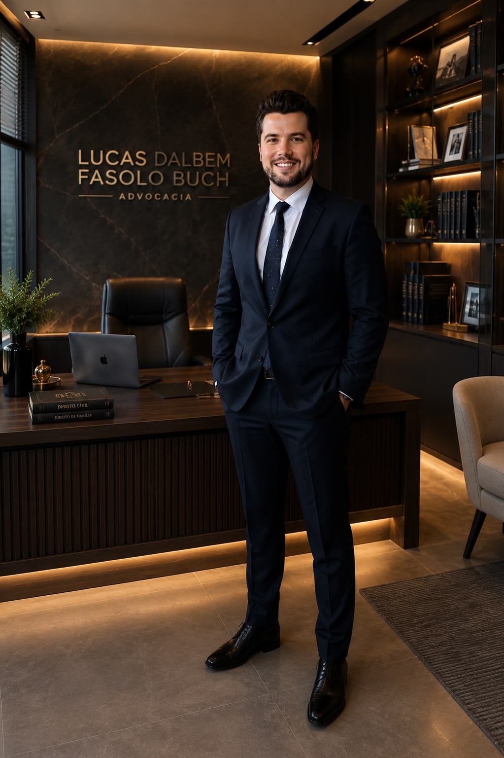 Lucas Dalbem Fasolo Buch em seu escritório